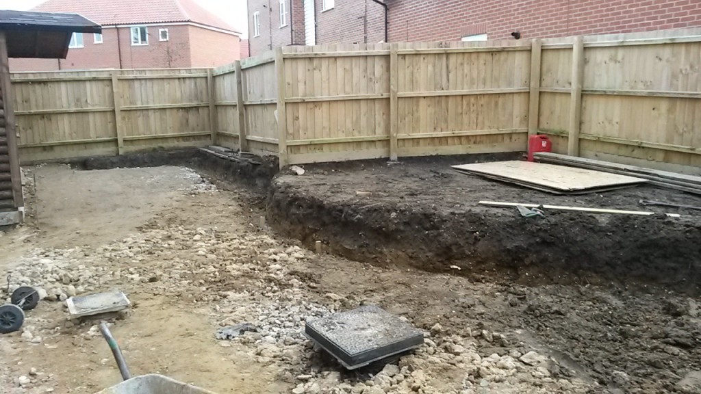 Excavated garden levels ready for construction