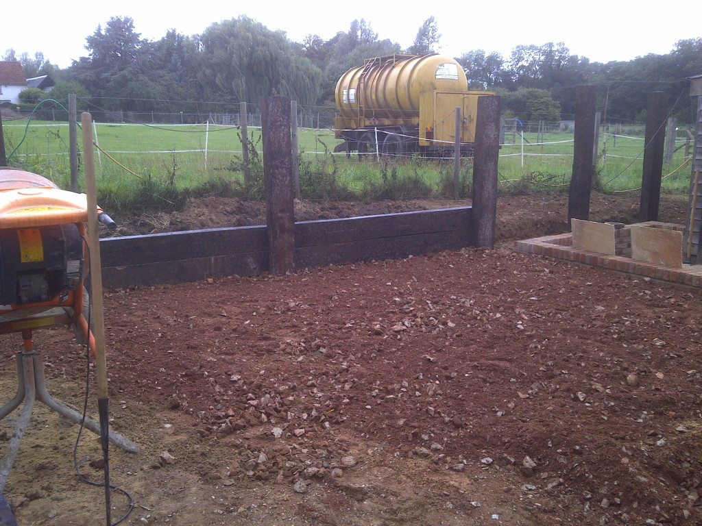 Courtyard ground preparation and paving work in progress