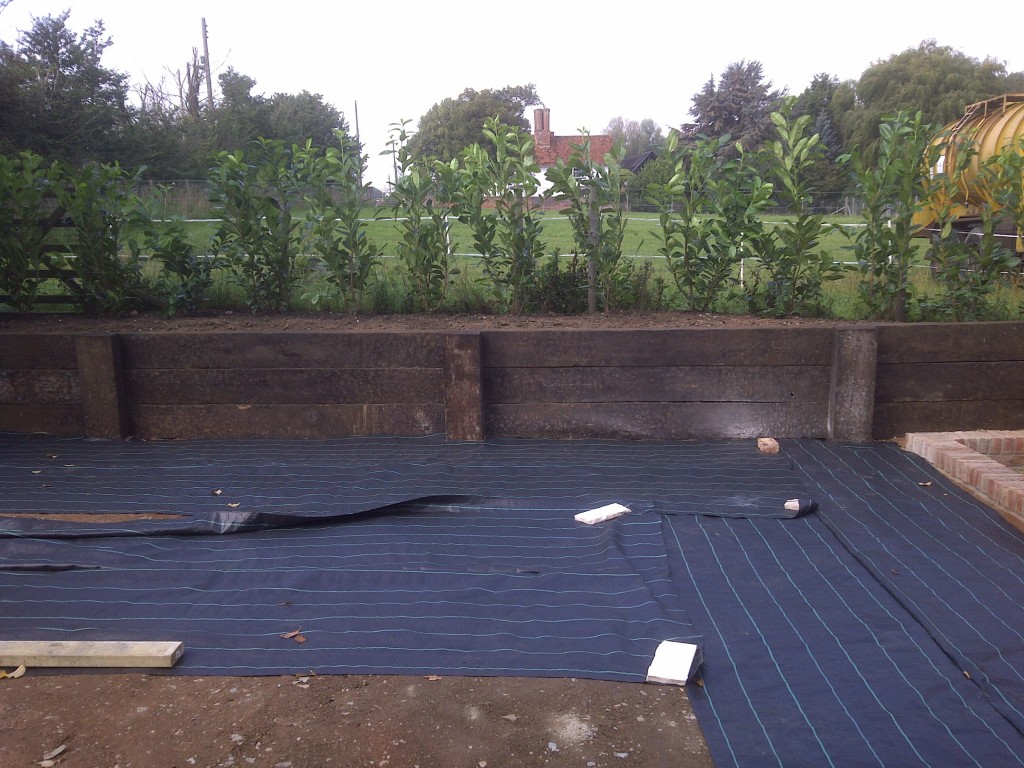 Membrane laid inside a timber retaining border