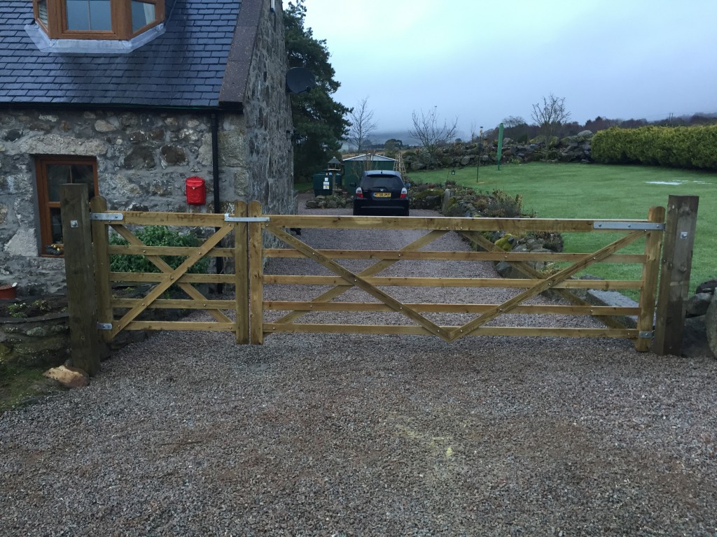 Timber driveway gates at a rural property