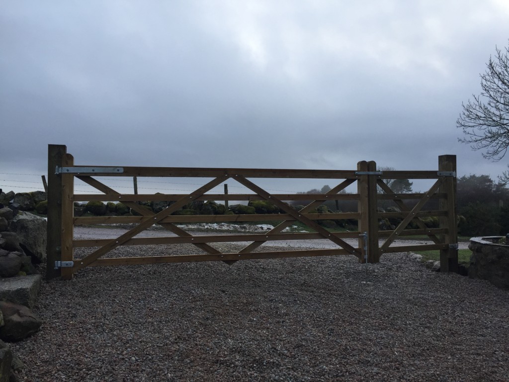 Timber driveway gates at a rural property